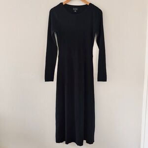 Nicole Miller Long Sleeve Ribbed Black Sweater Dress